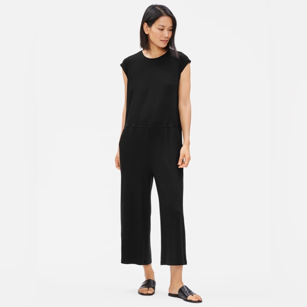 EILEEN Fisher Cap Sleeve Wide Leg Jumpsuit